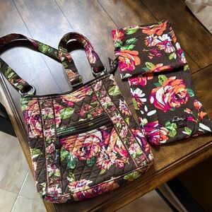 Vera Bradley crossbody bag and matching neck scarf
